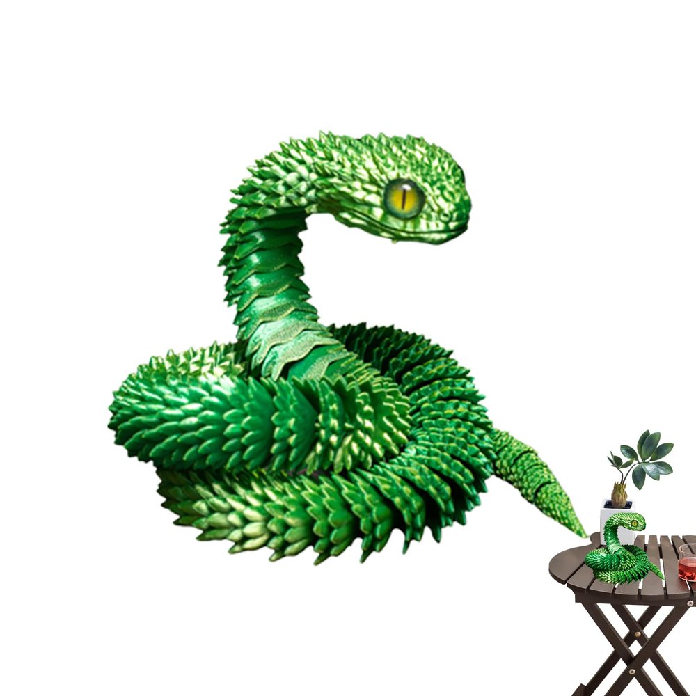 3D Printed Snake- Articulated Snake-Figure, Flexible Segmented Body, Creative Desktop Pet Model, Durable Printed Material | Snake-Model with Desktop Ornament Girls Kids Adults Decoration