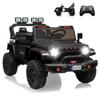 24V Ride on Toy for Big Kids, Adjustable Car Body, 2 Seater Ride on Car, Ride on Truck with Remote Control, 4-Wheeler Suspension, 3 Speeds, LED Lights, Black view 1