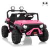 2 Seater Ride on Car for Kids 24v with Remote Control, 24v Ride on Toy,Fast 4.97MPH Truck,4WD Electric Truck Toy, 3 Speeds, Spring Suspension, LED Lights, Dual Storage, 3 Speeds, Music view 4
