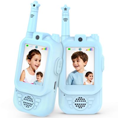Video Walkie Talkies for Kids 2 Pack, USB-C Rechargeable with 2.0" Screen, Video Chat & Photo Sharing, Long Range Two Way Radio Toys for Boys Girls Ages 3-12, Indoor Outdoor Gifts 2Park Blue