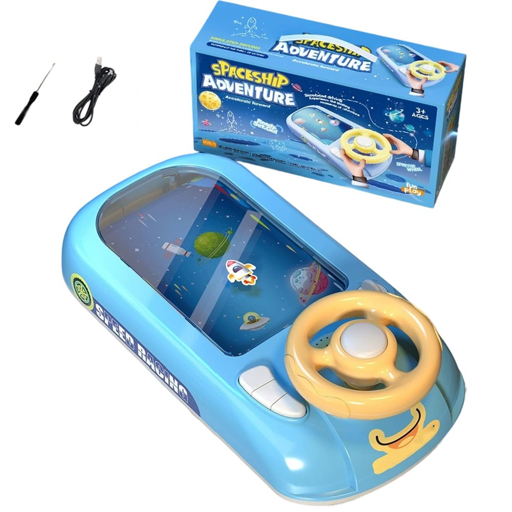 Turbo Race Interactive Game Set with 200 Challenges, Musical Driving Simulation Steering Wheel Game, Educational Table Car Racing Adventure Toy with Sounds & Lights for Boys Girls (#G)