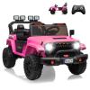24V Ride on Toy for Big Kids, Adjustable Car Body, 2 Seater Ride on Car, Ride on Truck with Remote Control, 4-Wheeler Suspension, 3 Speeds, LED Lights, Pink view 1