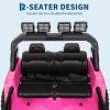 24V Ride on Toy for Big Kids, Adjustable Car Body, 2 Seater Ride on Car, Ride on Truck with Remote Control, 4-Wheeler Suspension, 3 Speeds, LED Lights, Pink view 2