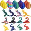 Capoda 12 Pack Easter 3D Printed Eggs with Surprise Figures Inside, Dragons Flexible Snakes Poseable Dinosaurs, Spring Basket Fillers, Desk Decor Fidget Collectibles view 1