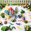 Capoda 12 Pack Easter 3D Printed Eggs with Surprise Figures Inside, Dragons Flexible Snakes Poseable Dinosaurs, Spring Basket Fillers, Desk Decor Fidget Collectibles view 4