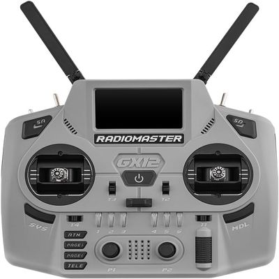 Radiomaster GX12 Crush Dual Band Antenna Gemini XROSSBAND EXpressLRS 1000HZ 3D Digital CNC Hall Gimbal Radio Controller (GX12 Crush Grey)