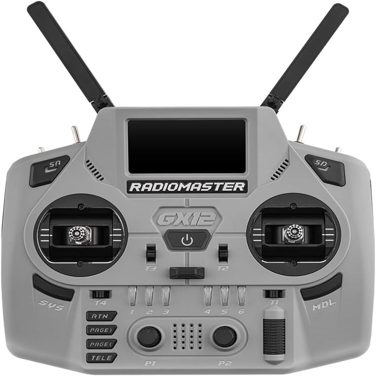 Radiomaster GX12 Crush Dual Band Antenna Gemini XROSSBAND EXpressLRS 1000HZ 3D Digital CNC Hall Gimbal Radio Controller (GX12 Crush Grey)