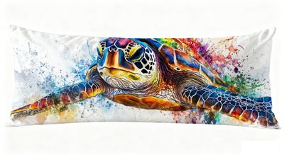 Long Body Pillow for Adults 16x47 Inch, Animal Bed Pillows Turtle Double Sided Print Linen Throw Pillows Covers, for Side Sleeping Pregnant Pillow with Zipper for Home Bed Living Room Decor J0-584