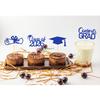 2026 Graduation Theme Cupcake Toppers Glitter Class of 2026 Graduation Cap Diploma Cupcake Picks - Set of 24 (Blue2) view 2