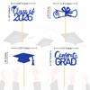 2026 Graduation Theme Cupcake Toppers Glitter Class of 2026 Graduation Cap Diploma Cupcake Picks - Set of 24 (Blue2) view 3