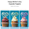 12pcs Acrylic Mothers Day Cupcake Toppers Disc Mirror Gold Heart Cupcake Decoration Butterfly Cupcake Toppers For Mother's Day Party Supplies view 2