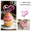 12pcs Acrylic Mothers Day Cupcake Toppers Disc Mirror Gold Heart Cupcake Decoration Butterfly Cupcake Toppers For Mother's Day Party Supplies view 3