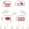 2026 Graduation Theme Cupcake Toppers Glitter Class of 2025 Graduation Cap Diploma Cupcake Picks - Set of 24 (Red2) view 3