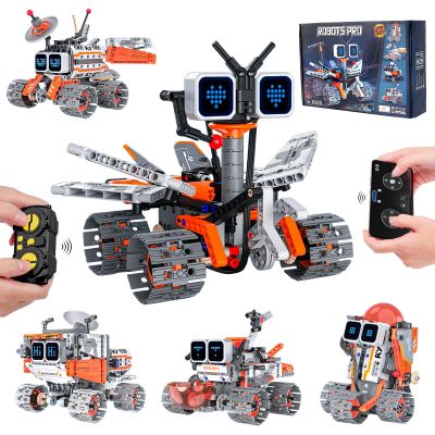 Aptrbg 5-in-1 STEM RC Robot Building Kit for Kids 8-12, App & Remote Control, Rechargeable Coding Toy with LED Lights
