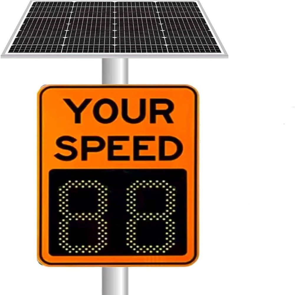 LED Speed Limit Sign, LED Digits Speed Display, Traffic Safety Solar LED Digit Speed Sign Limited, 1-99 Mph Speed Range, 4 Lanes, Real-Time Display, for Traffic Safety 50x70cm/20 x27-Orange
