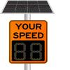 LED Speed Limit Sign, LED Digits Speed Display, Traffic Safety Solar LED Digit Speed Sign Limited, 1-99 Mph Speed Range, 4 Lanes, Real-Time Display, for Traffic Safety 50x70cm/20 x27-Orange view 1