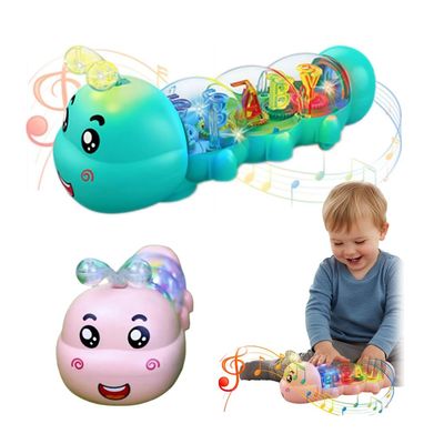 Crawling Toy - Caterpillar Design Tummy Time Toy for Kids,2026 New Musical Light Up Crawling Toys,Caterpillar Interactive Toys with Light & Music,Push and PullToys Birthday Gifts for Boys and Girls
