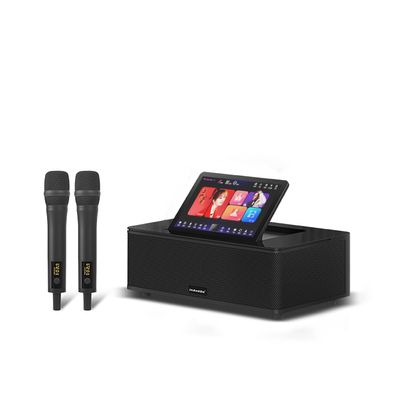 Inandonkod Karaoke Machine for Home, 10.1" 4K Touchscreen with Hi-Fi Sound, All-in-One KTV Jukebox, Built-in Multi-Language Songs & Supports YouTube, Wireless Microphones Included (Black 4TB)