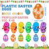Barydat 144 Pcs Mini Jesus Figures 48 Fillable Easter Eggs 48 Crystal Cross Necklace 48 Little Figurine Jesus Tiny Gift Religious Pre Inside Easter Egg Stuffers Party Gifts(Style Pattern) view 2
