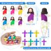 Barydat 144 Pcs Mini Jesus Figures 48 Fillable Easter Eggs 48 Crystal Cross Necklace 48 Little Figurine Jesus Tiny Gift Religious Pre Inside Easter Egg Stuffers Party Gifts(Style Pattern) view 3