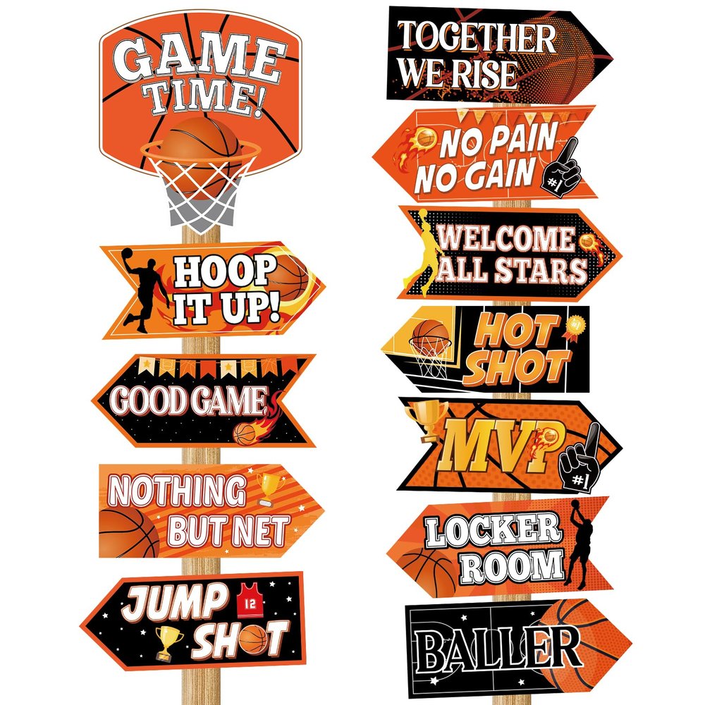 24 PCS Basketball Party Sign Basketball Themed Party Decorations for Boys Sports Bulletin Board Decor Supplies (Basketball.24)