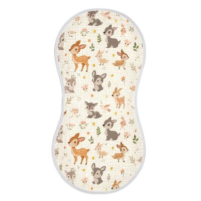 zyrtty Muslin Baby Burp Cloths Set of 2, Soft Absorbent Adorable Little Animals Deer Muslin Washcloths, Bibs, Face Towel for Newborn Boys Girls, 22 x 11 Inch