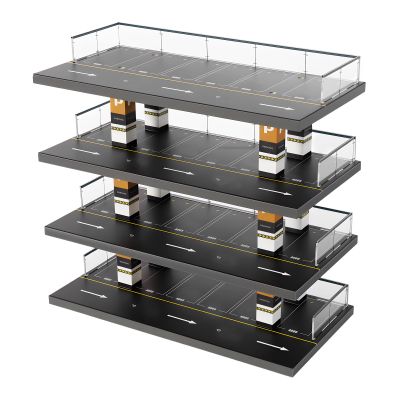 XEJMEOO Display Case for Hot Wheels & Matchbox, 1/64 Scale Display Case 4-Tier Clear Acrylic Parking Garage Display Stand Parking Garage Diorama Toy Car Model Mini Garage for Decoration Storage