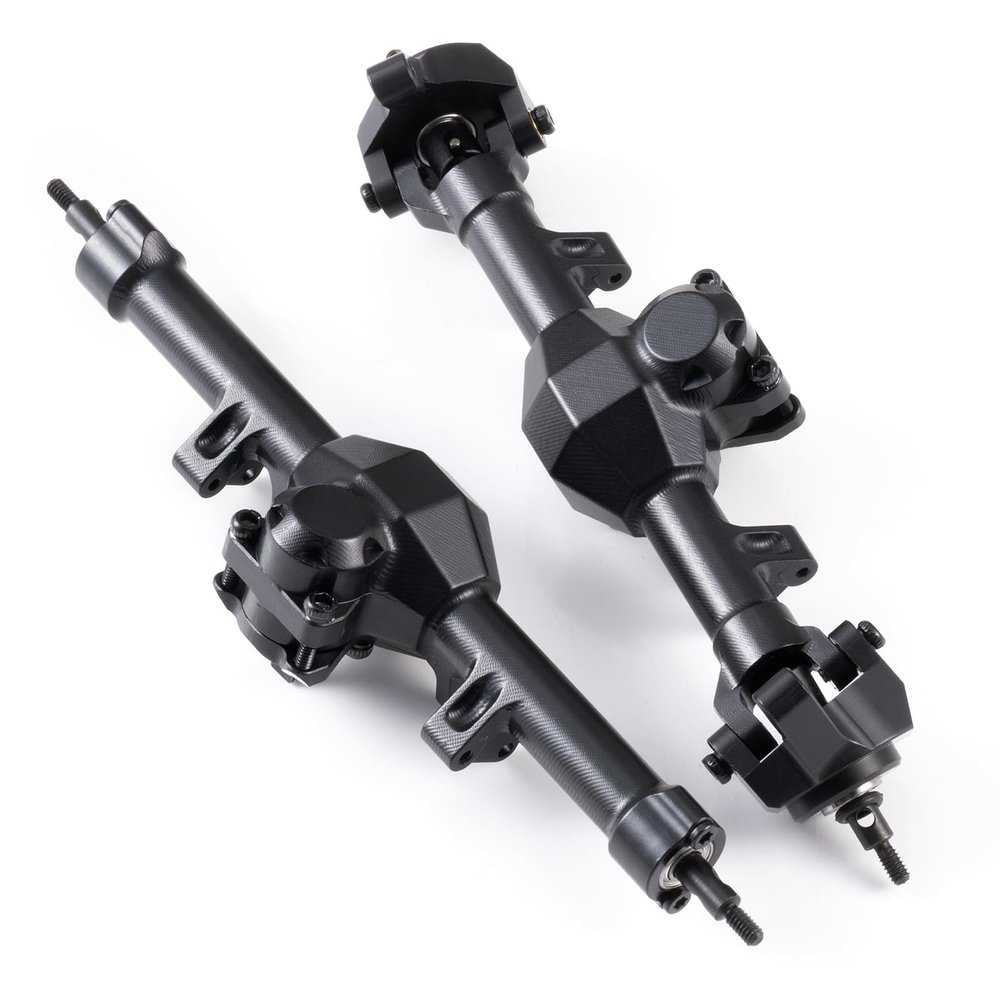 +4mm SCX24 Front & Rear Axles Set Extended for Axial SCX24 Deadbolt Bronco JLU C10 Gladiator Base Camp Power Wagon 1/24 RC Crawler Car Upgrade Parts (Front & Rear Axles)