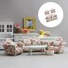 1. 1/12 Scale Sofa Set 3pc Floral Accents Soft Fabric Furniture Washable Miniature Living Room Decor Parent Interactive Dollhouses Set view 2