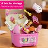 8 Pcs Feeding & Cooking Play Food Set, Interactive Pudding Feeding Toy with Spoon, Animal-Themed Bento Box, Kitchen Toys for Toddlers Girls Boys 3+, Pink/Blue Storage Box with Bunny Ears view 2