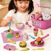 8 Pcs Feeding & Cooking Play Food Set, Interactive Pudding Feeding Toy with Spoon, Animal-Themed Bento Box, Kitchen Toys for Toddlers Girls Boys 3+, Pink/Blue Storage Box with Bunny Ears view 3