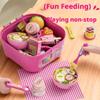 8 Pcs Feeding & Cooking Play Food Set, Interactive Pudding Feeding Toy with Spoon, Animal-Themed Bento Box, Kitchen Toys for Toddlers Girls Boys 3+, Pink/Blue Storage Box with Bunny Ears view 4