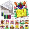 24Pcs Christian Easter Crafts for Kids Ages 4-8, Religious Easter Puzzle Jesus He Is Risen, Bible Jigsaw Arts Gifts for Classroom DIY Activity, Basket Stuffers, Spring Party Favors, Coloring Game Bulk view 1