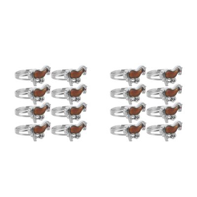 LOGOFUN 16PCS Horse Color Changing Mood Rings Adjustable Animal Costume Jewelry for Birthday Christmas New Year Present Party Supplies