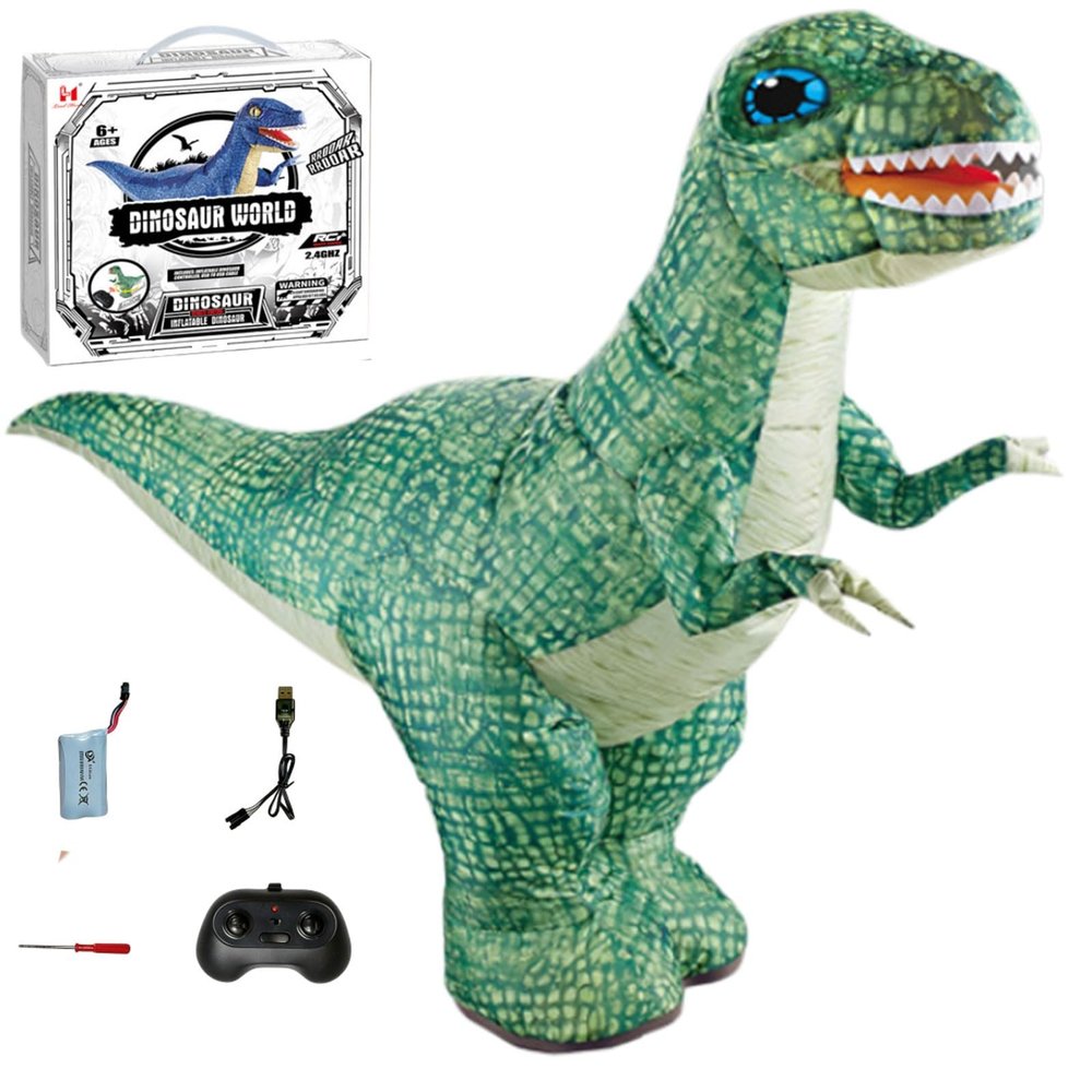 Inflatable RC Dinosaur, 2.4G Remote Control Dinosaur with 360 Rotation & Rapid Auto-Inflation, Large-Scale Walking Inflatable for Indoor/Outdoor Use(Green)