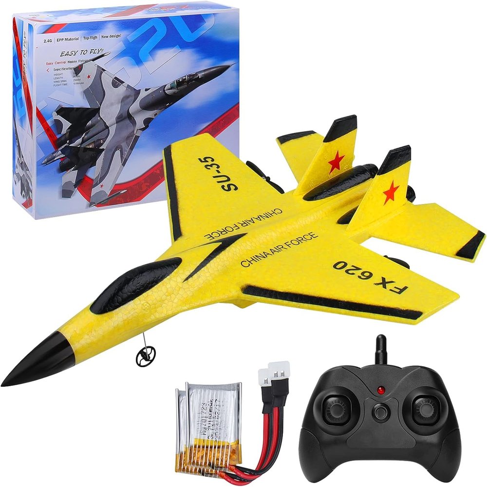 Beffkkip Remote Control Airplane, Gravity Gliders Foam rc Airplane Jet Glider with Automatic Balance Gyro, Easy to Fly 2.4GHz 2 Channel rc Planes for Kids Adults Beginners (Yellow)