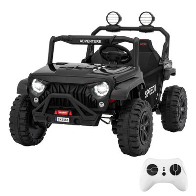 24V Ride on Car for Big Kids, Iron 2 Seater Ride on Toy, Fast 4.97MPH Truck, 4WD Kids Electric Vehicles with Remote Control, Spring Suspension, Front & Behind LED Lights, Dual Storage, Music, Black