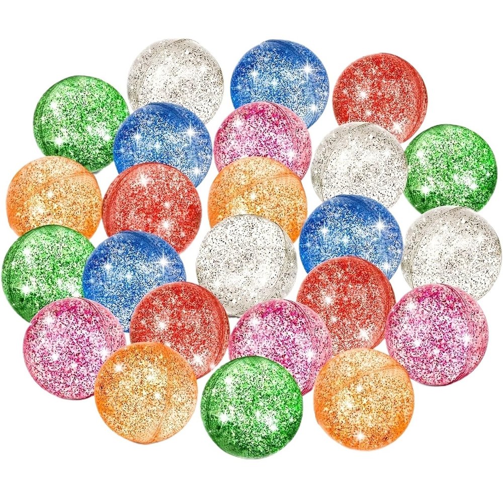 HongJP Glitter Bouncy Balls 60pcs Glow-in-The-Dark Bouncing Balls Party Favors Easter Egg Hunt Decorations(27mm,20pcs)