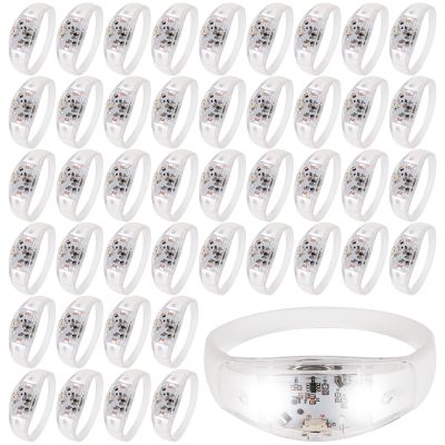 150 Pcs Sound Activated LED Light Up Bracelets Glow Bracelets Glow in the Dark Party Supplies Flashing Wristband for Wedding, Birthday Party Favors, Concert, New Year, Carnival, Raves (White)