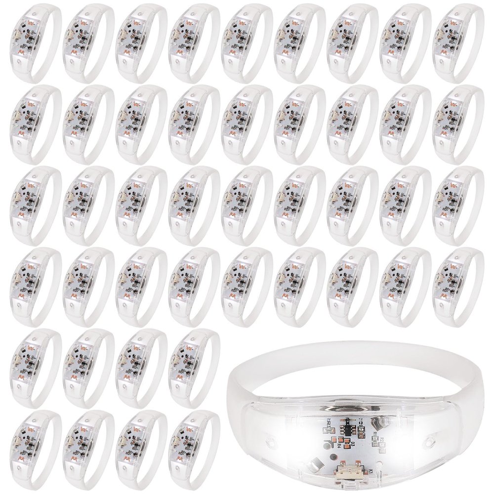 150 Pcs Sound Activated LED Light Up Bracelets Glow Bracelets Glow in the Dark Party Supplies Flashing Wristband for Wedding, Birthday Party Favors, Concert, New Year, Carnival, Raves (White)