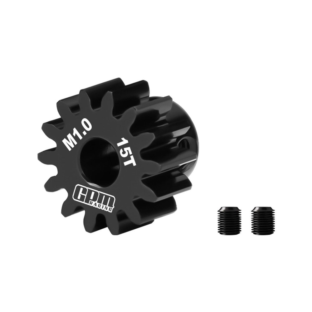 20Cr Steel Motor Gear 15T (Module:1.0mm, Motor Tooth Diameter: 5.0mm, Round Hole) Suitable for 1/8 Scale Models of ARRMA and TRAXXAS R/C Cars and Trucks