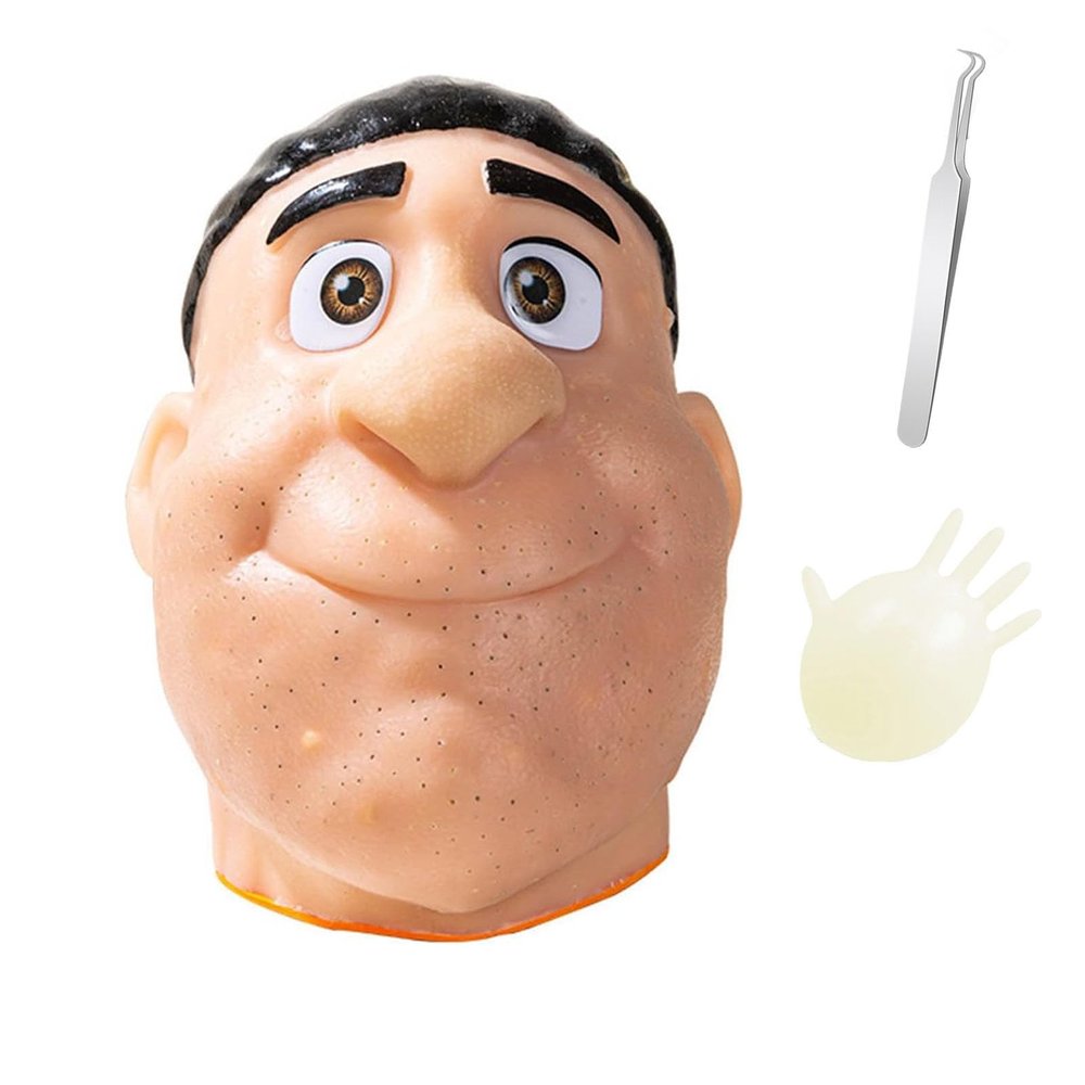 2026 New Refillable Pimple Popping Stress Relief Toy, Big Head Squeeze Toy for Stress & Anxiety Relief, Realistic Skin Blemish Press Toy for Teens & All Ages (Black)