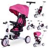 HONEY JOY Tricycle, 9-in-1 Toddler Bike w/Adjustable Push Handle & Canopy, Reversible Seat, Removable Pedal & Folding Rear Wheels, Safety Belt, Storage, Kids Trike for Boys Girls Aged 1-6 (Pink) view 1