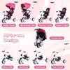 HONEY JOY Tricycle, 9-in-1 Toddler Bike w/Adjustable Push Handle & Canopy, Reversible Seat, Removable Pedal & Folding Rear Wheels, Safety Belt, Storage, Kids Trike for Boys Girls Aged 1-6 (Pink) view 3