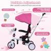 HONEY JOY Tricycle, 9-in-1 Toddler Bike w/Adjustable Push Handle & Canopy, Reversible Seat, Removable Pedal & Folding Rear Wheels, Safety Belt, Storage, Kids Trike for Boys Girls Aged 1-6 (Pink) view 4