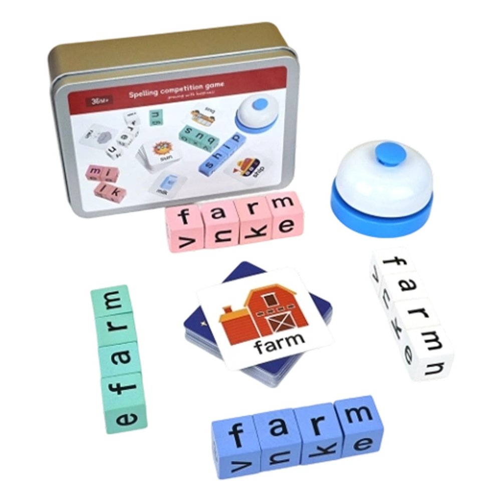 Dice Word Game Brain Exercise Game, Crossword Dice Board Game,Brain Exercise Portable Board Games Set, for 1-5 Players (Iron Box)