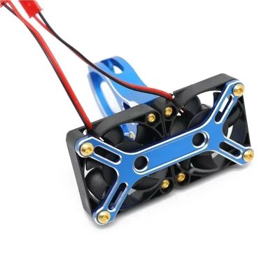 4985 1717 Brushless Motor Heat Sink Cooling Fan High Speed Dual Fan Heatsink for ARR-MA 1/5 1:5 RC Truck Accessories(Blue)