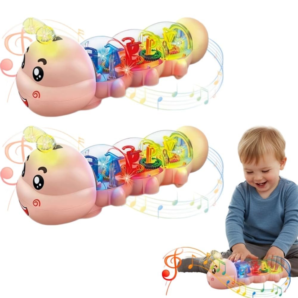 Crawling Toy,Caterpillar Crawling Toy, Light Up Musical Baby CrawlingToy with Music,Caterpillar Design Interactive Tummy Time Toys for Infants,Moving Crawlings Baby Toys for Early Learning and Play