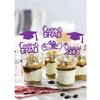 2026 Graduation Theme Cupcake Toppers Glitter Class of 2025 Graduation Cap Diploma Cupcake Picks - Set of 24 (Purple2) view 2
