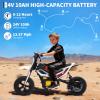 24V Ride on Motorcycle for Kids, 350w Kids Motorcycle, 13.67MPH Max Speed, Mini Dirt Bike with Rear Wheel Suspension, Music, 12 Miles Range, Twist Grip Throttle, Leather Seats, White view 2